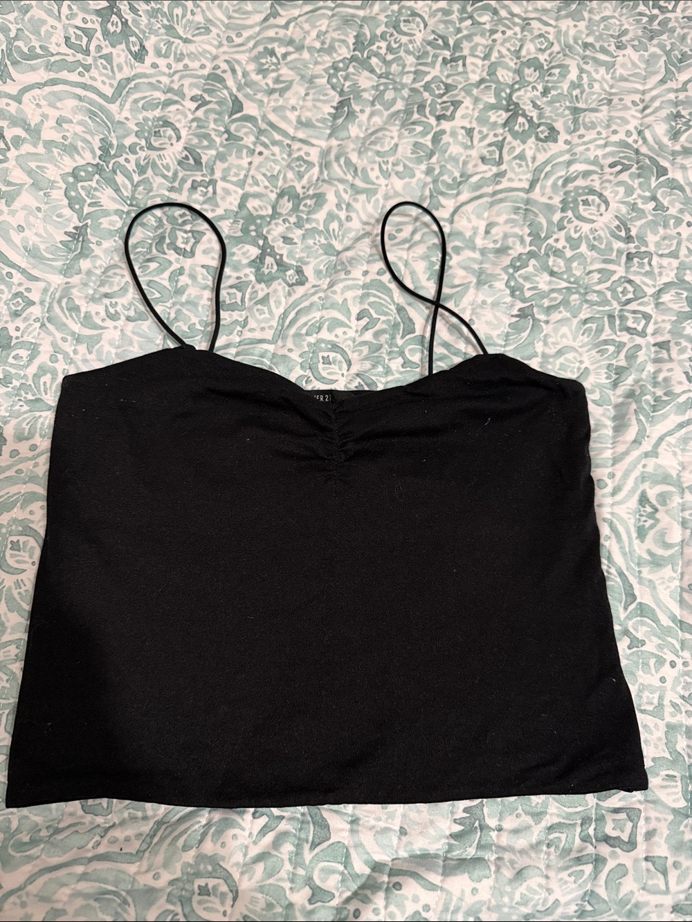 Forever 21 Black Spaghetti Strap Crop Camisole